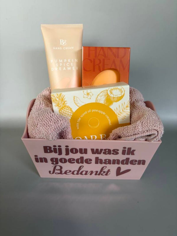 💖 Bedankmandje ‘Bij jou was ik in goede handen‘