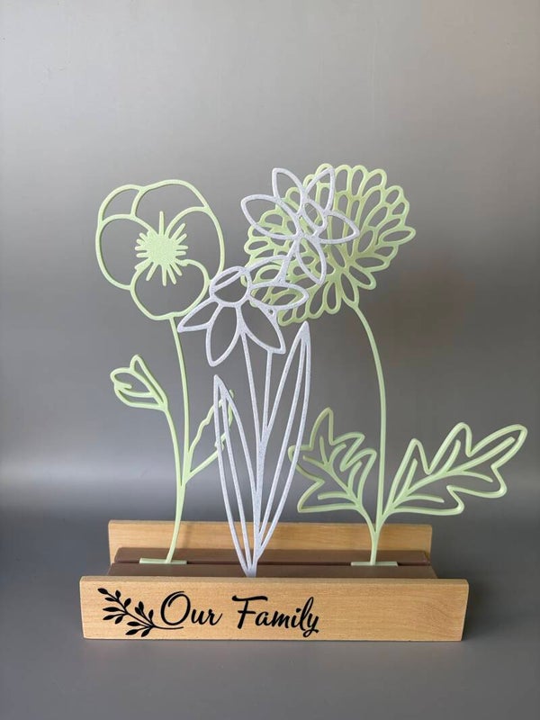 Gezinsboeket in geboortebloemen (3 stuks) 3D-print
