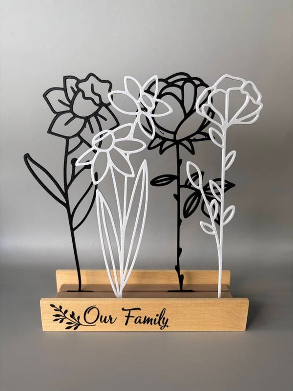 Gezinsboeket in geboortebloemen (4stuks) 3D-print