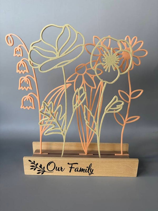 Gezinsboeket in geboortebloemen (5 stuks) 3D-print