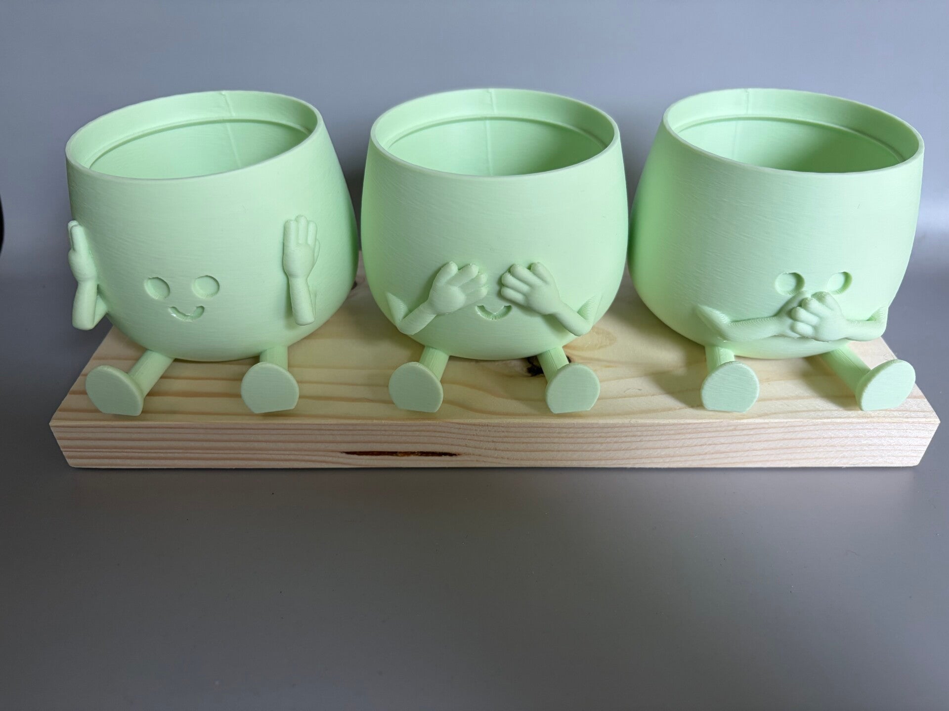 Horen zien zwijgen- bloempotjes 3D-print