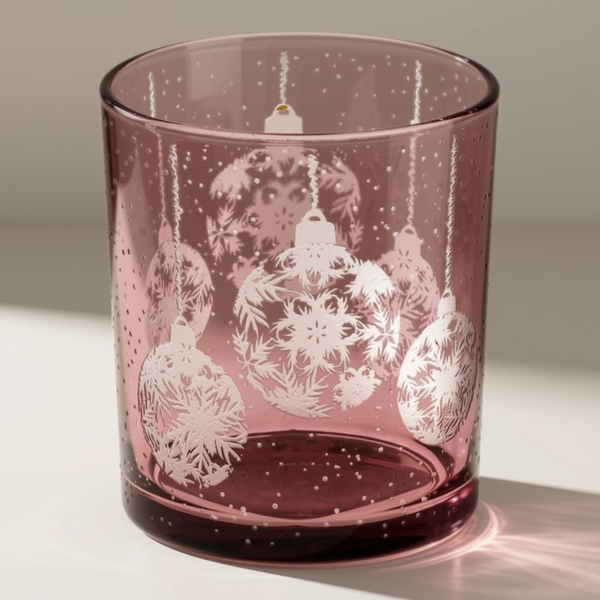Theelichthouder met kerstballenprint