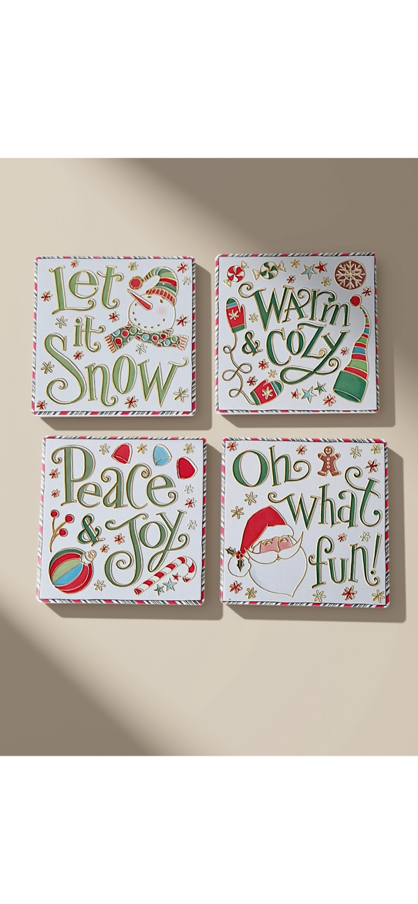 Set van 4 onderzetters met kerstprint
