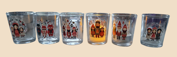 Set van 6 windlichten met Scandinavische print