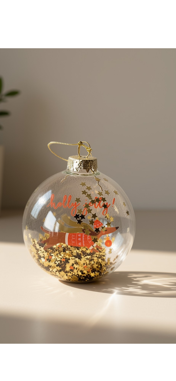 Kerstbal met 3d teckel