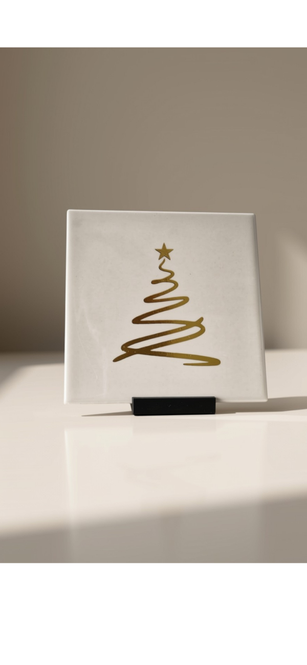 Decoratietegel 10x10 cm met kerstprint
