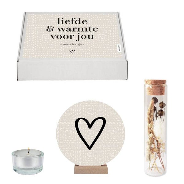 Vierkant cadeaudoosje Liefde & warmte voor jou