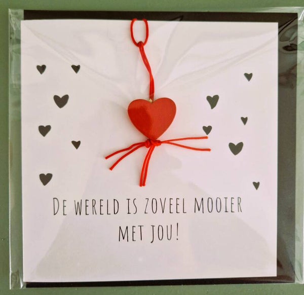 Wenskaart met hanger hart