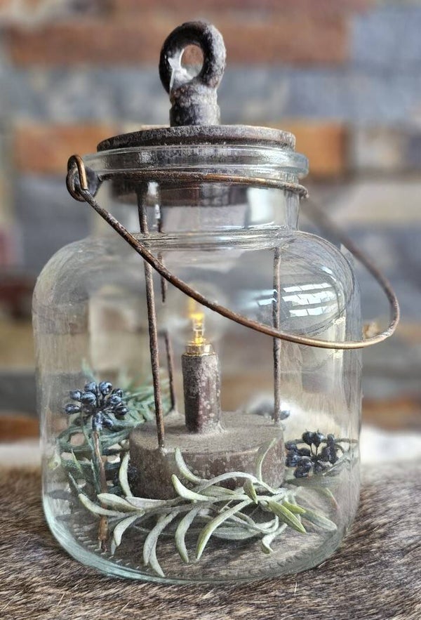 Glazen lantaarn met LED-verlichting