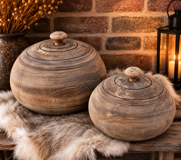 Houten pot met deksel groot
