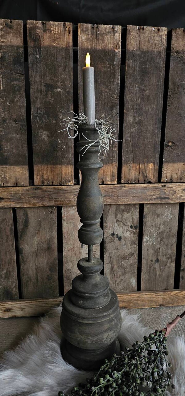 Stoere houten kandelaar groot