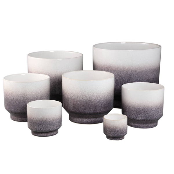 PTMD Kyer Brown ceramic pot on foot ombre finish S