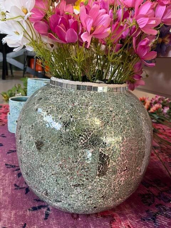 Mosaic mirror ronde vaas