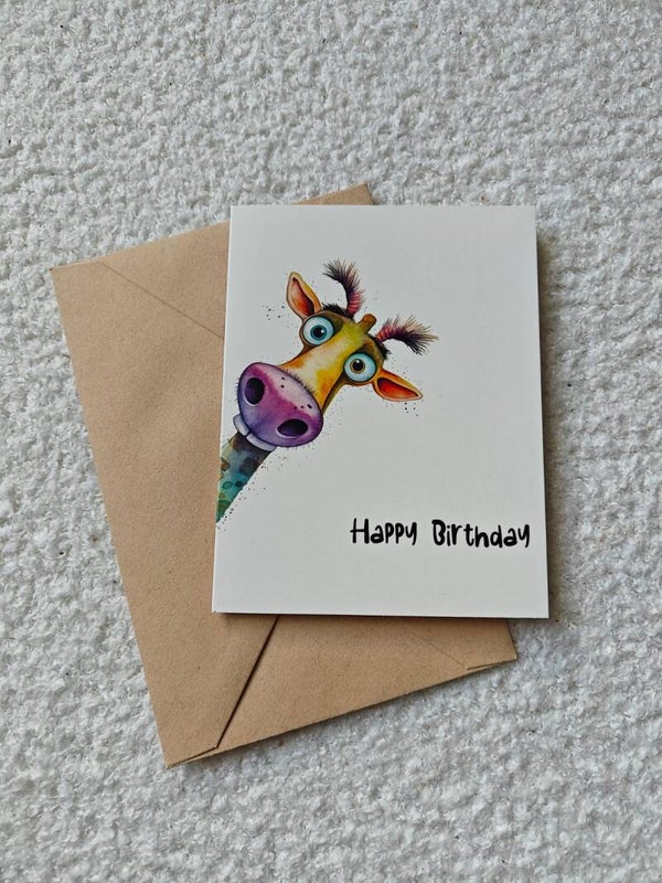 Verjaardagskaart giraf happy birthday