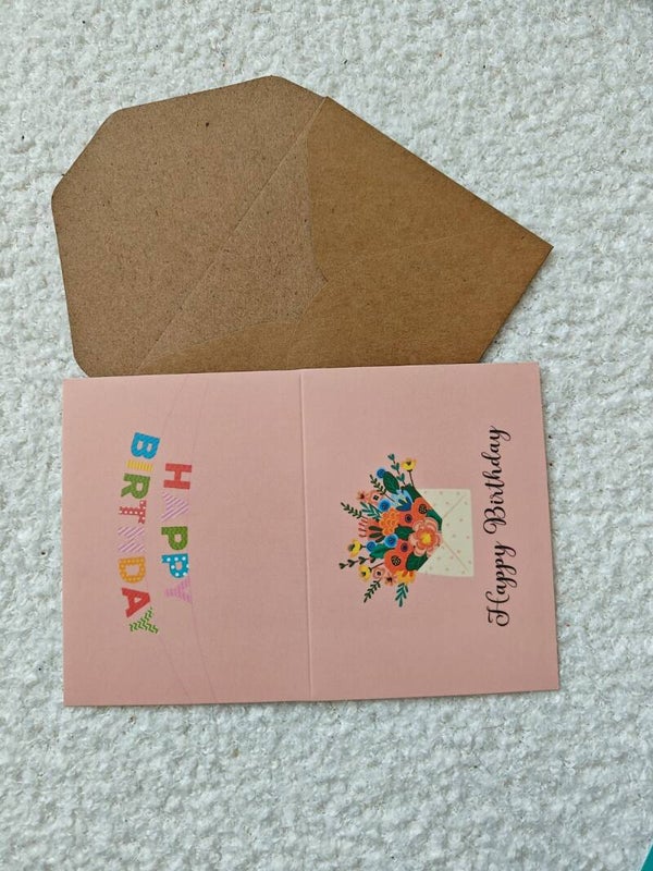 Verjaardagskaart bloemen in envelop