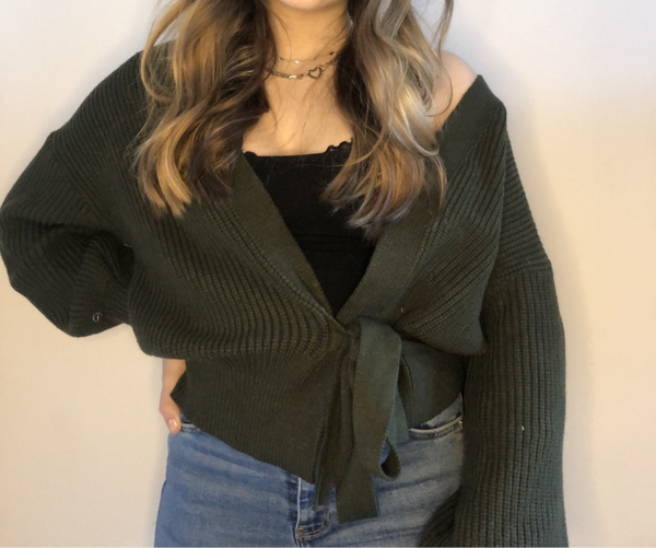 Cardigan Roos - Olijf groen