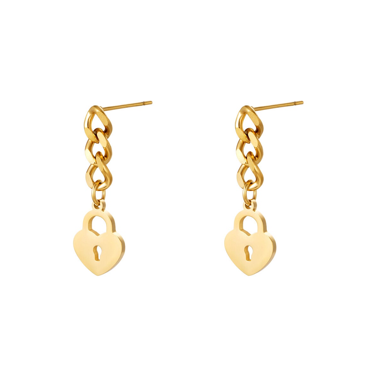 Oorbellen Locked Heart chain