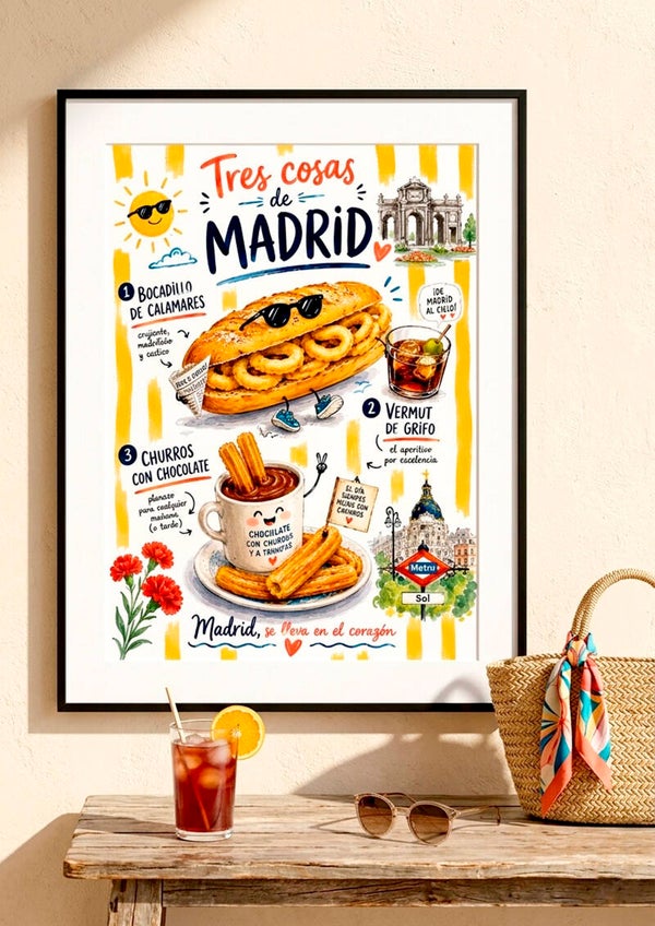 Cuadro Enmarcado Colección Gastronomía — "3 Cosas Típicas de..."