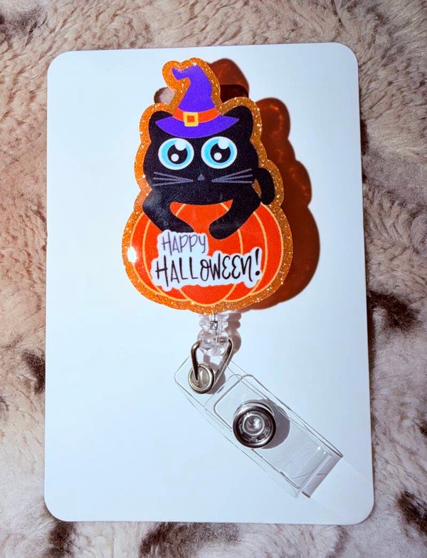 Happy Halloween Cat - Badge Reel