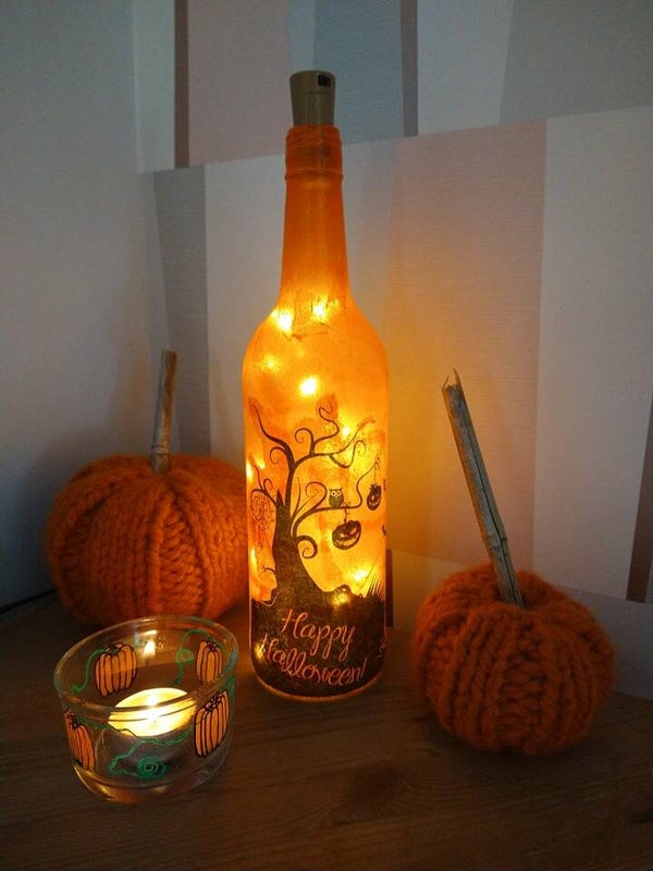 Happy Halloween Bottle Lamp (Design 2)