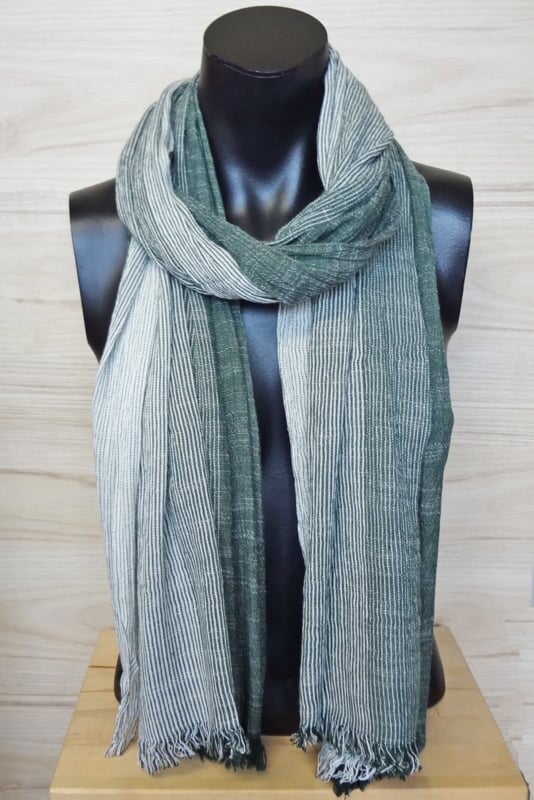 katoenen sjaal streepjes groen-wit