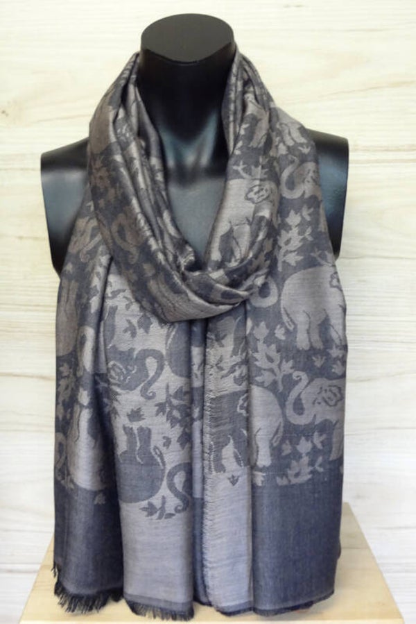 sjaal grijs met olifantjes