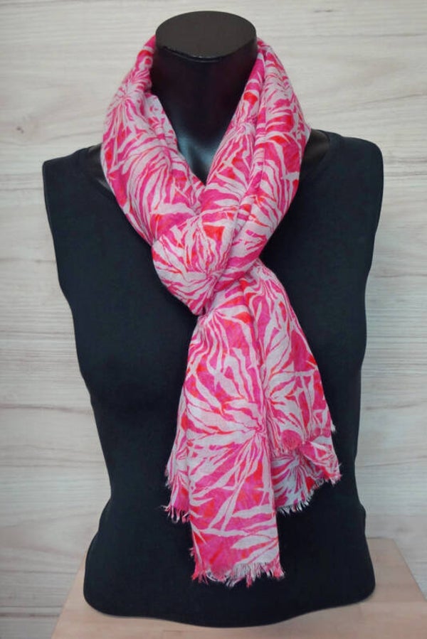 sjaal bloemenprint roze rood