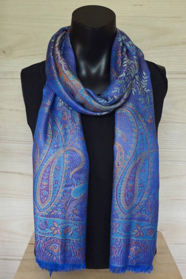 sjaal paars blauw paisley