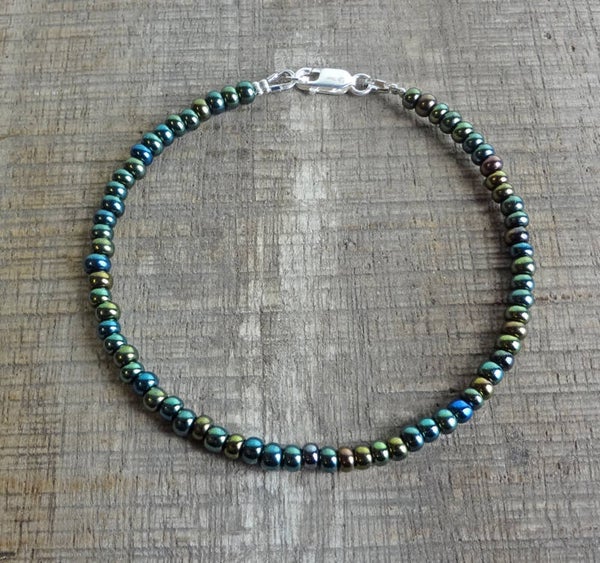 Armband van Tsjechische glaskralen blauw-groen
