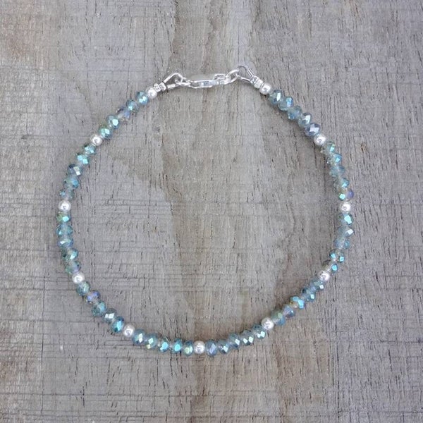 Armband van kristalglas grijs-blauw