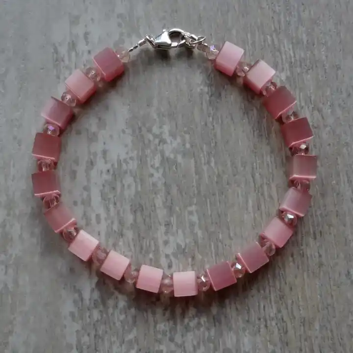 armband van roze cat eye blokjes