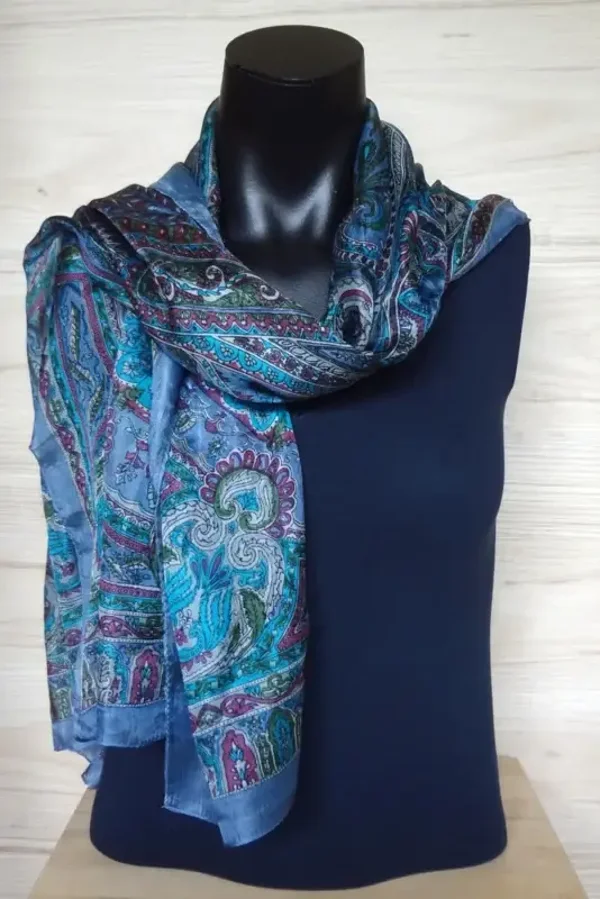 zijden sjaal lila-grijs multicolor