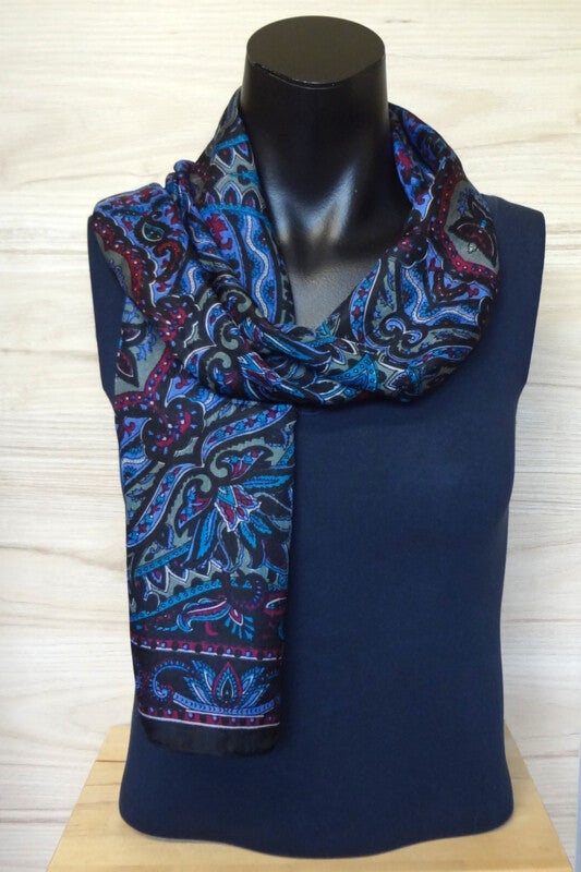 zijden sjaal zwart multicolor