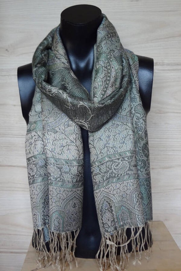 sjaal lichtgroen beige