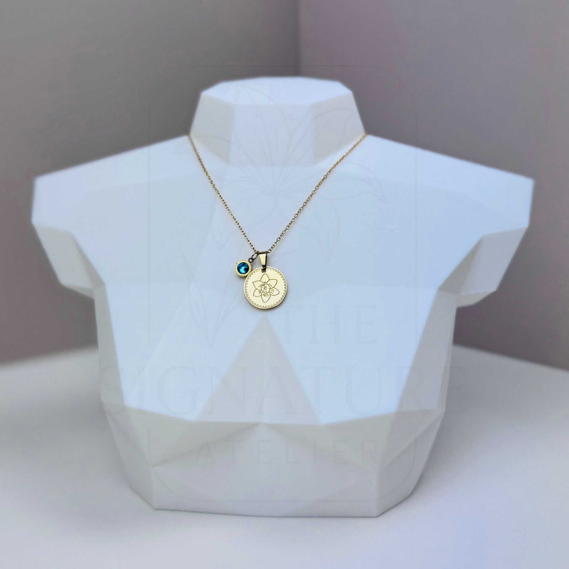 RVS ketting goud | Geboortemaand bloem