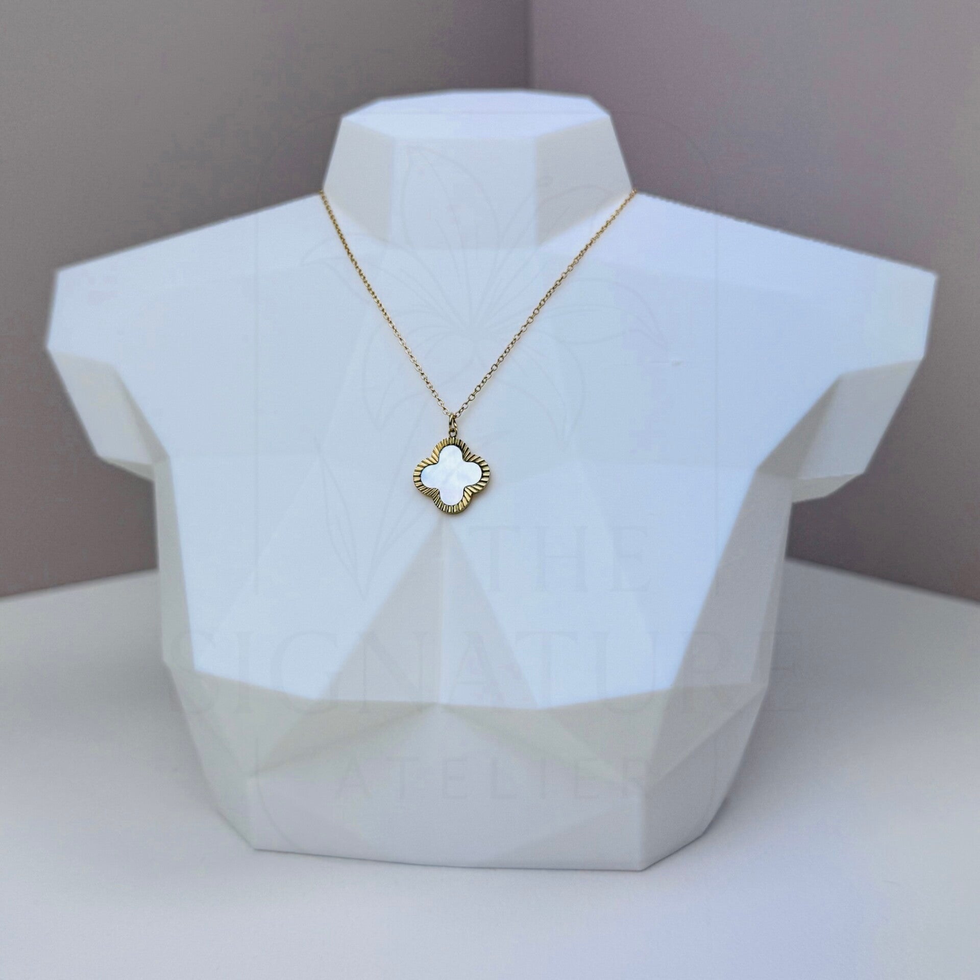 RVS ketting goud | Schelp klaver