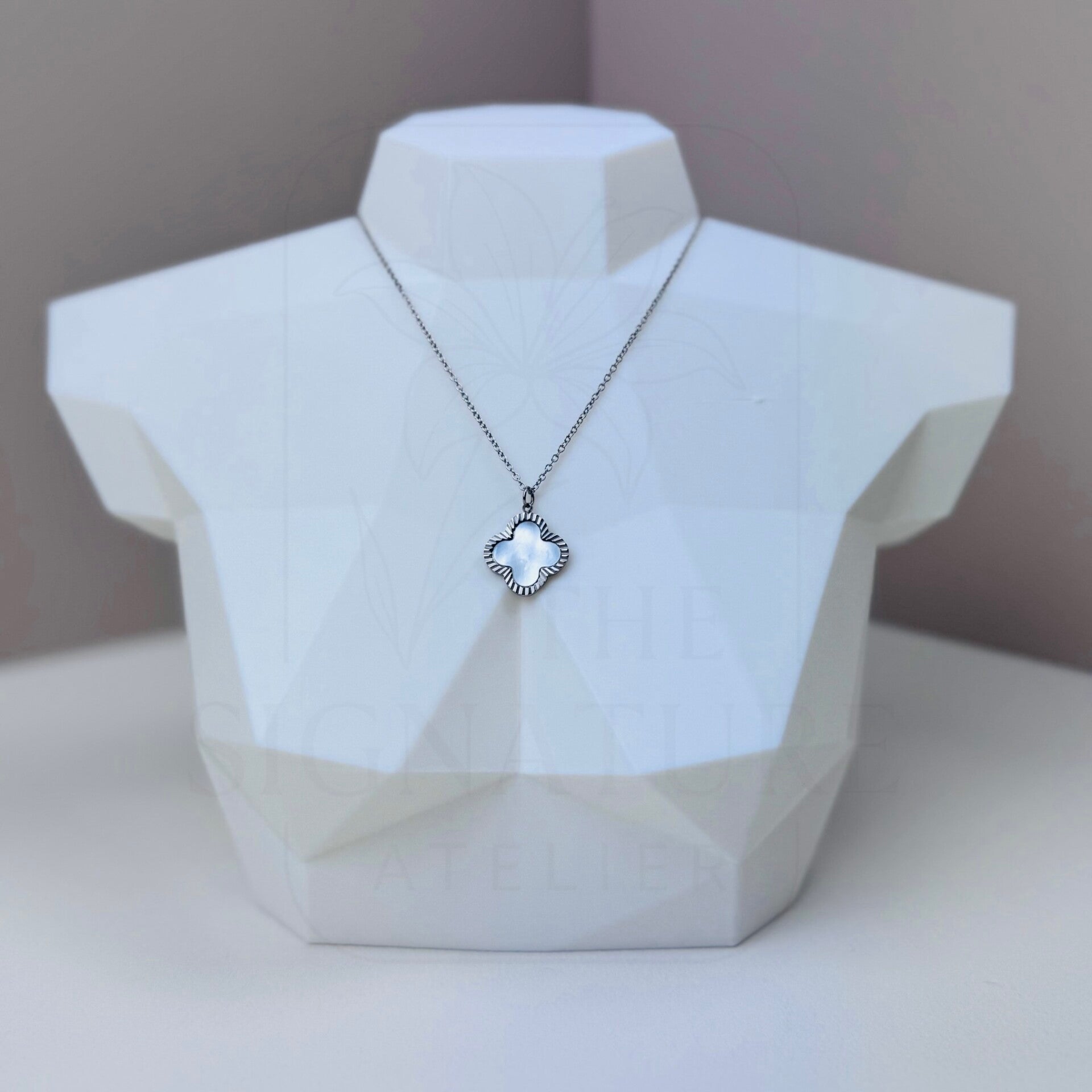 RVS ketting zilver | Schelp klaver