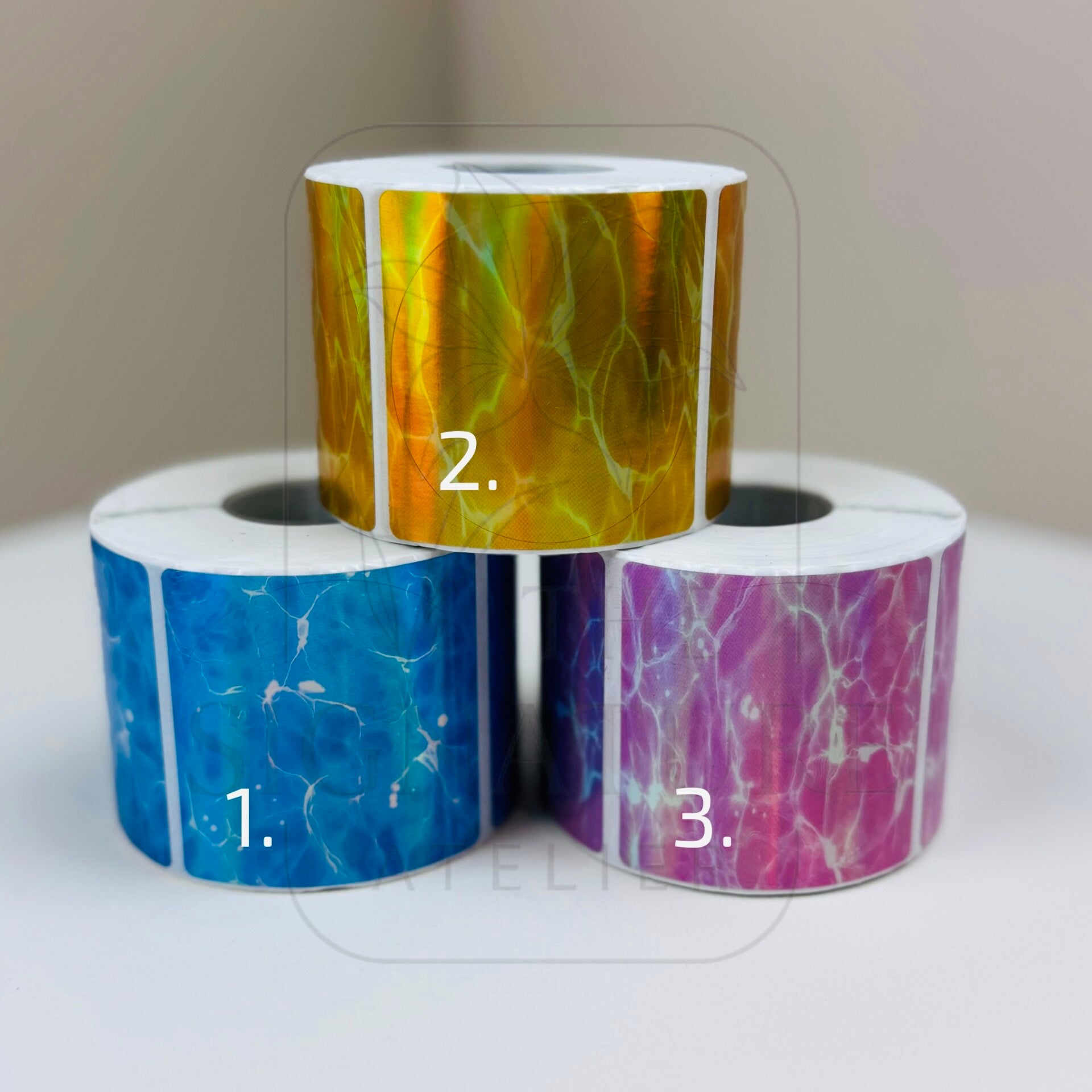 Holografische marble stickers | Rond 50mm
