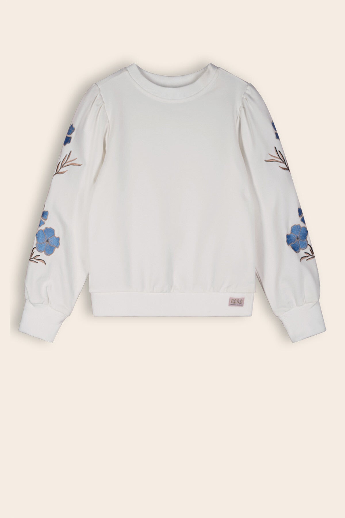 Trui met bloemetjesmouw