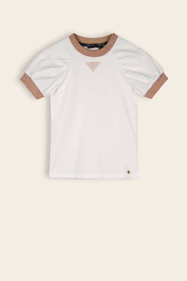 Witte T-shirt met gouden rand