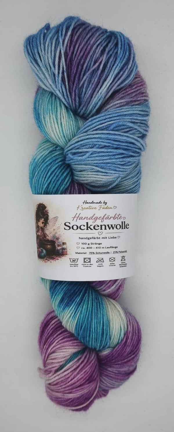 Handgefärbte Sockenwolle 8/26