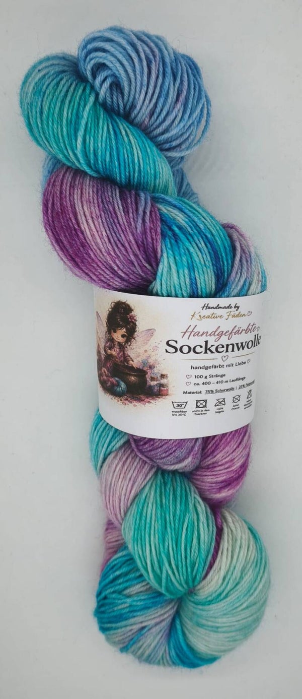 Handgefärbte Sockenwolle 6/26