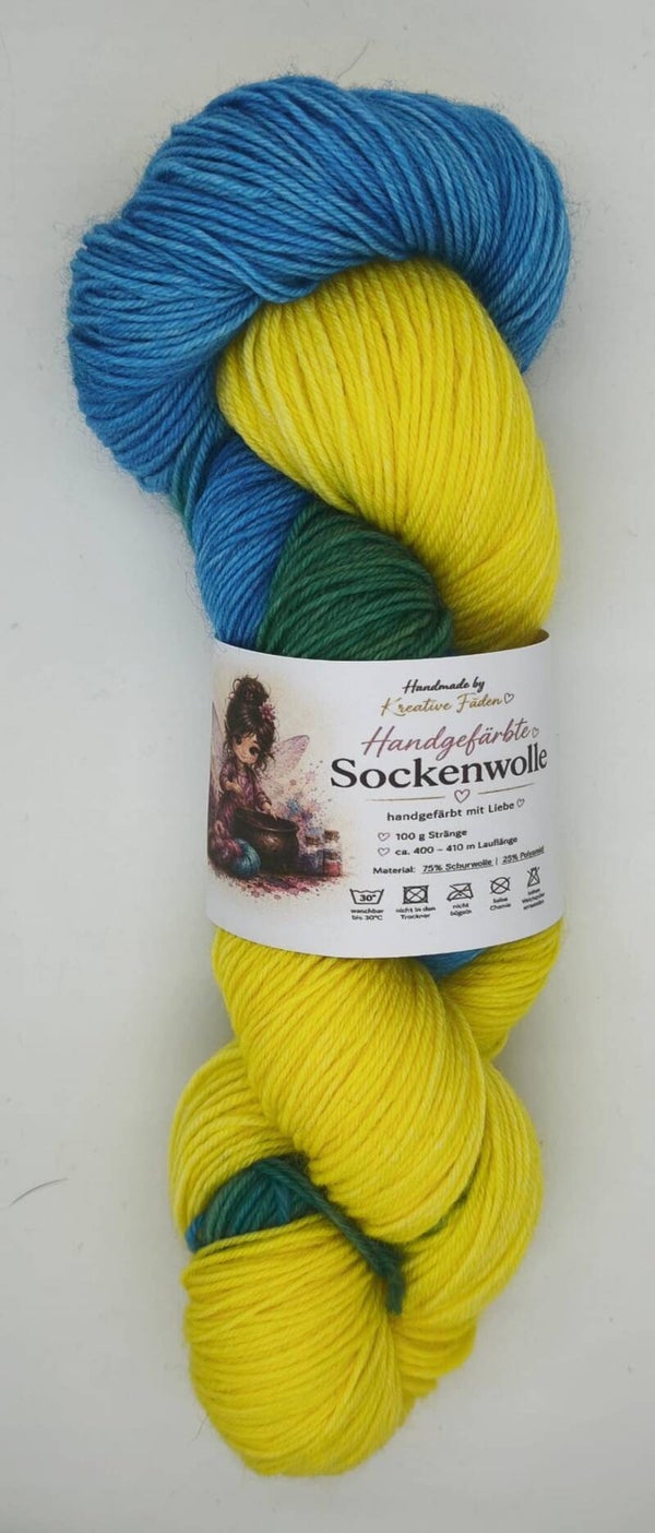 Handgefärbte Sockenwolle 2/26