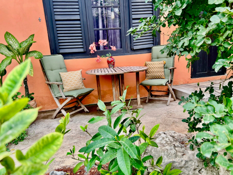 De Octopus Tropical Oasis Eco retreat Curaçao zitje Troupial apartment