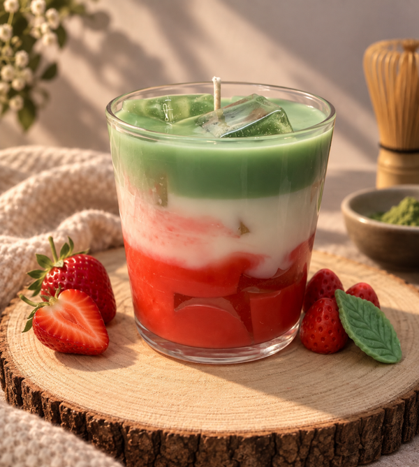 Strawberry Matcha Latte Kerze