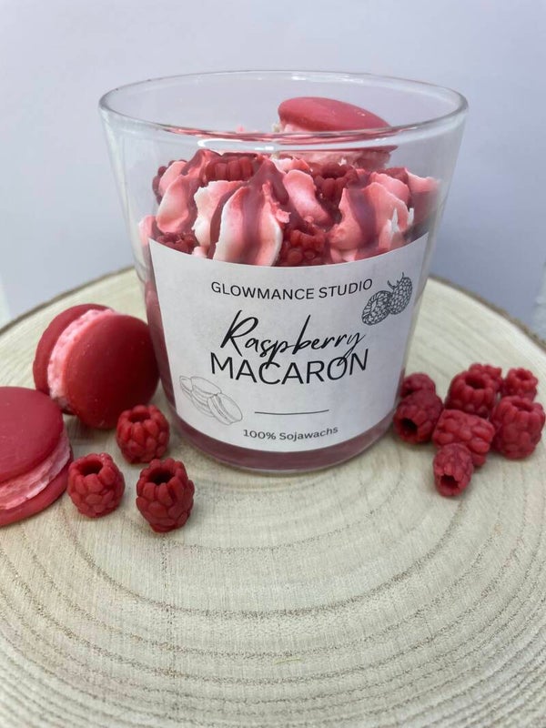 Rasberry Macaron Kerze