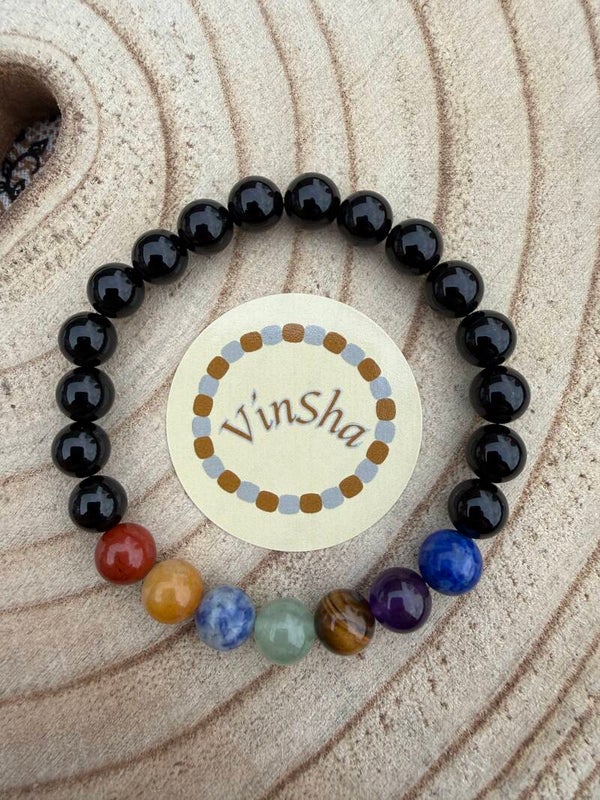 Onyx armband met chakra's