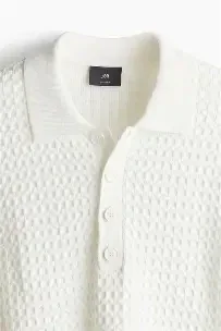 Wafelgebreid T-shirt met henleykraag