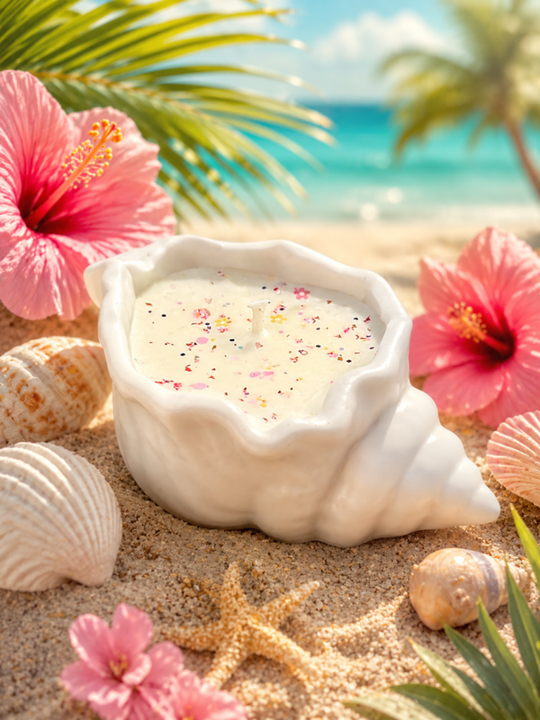 Bougie Coquillage M Blanc