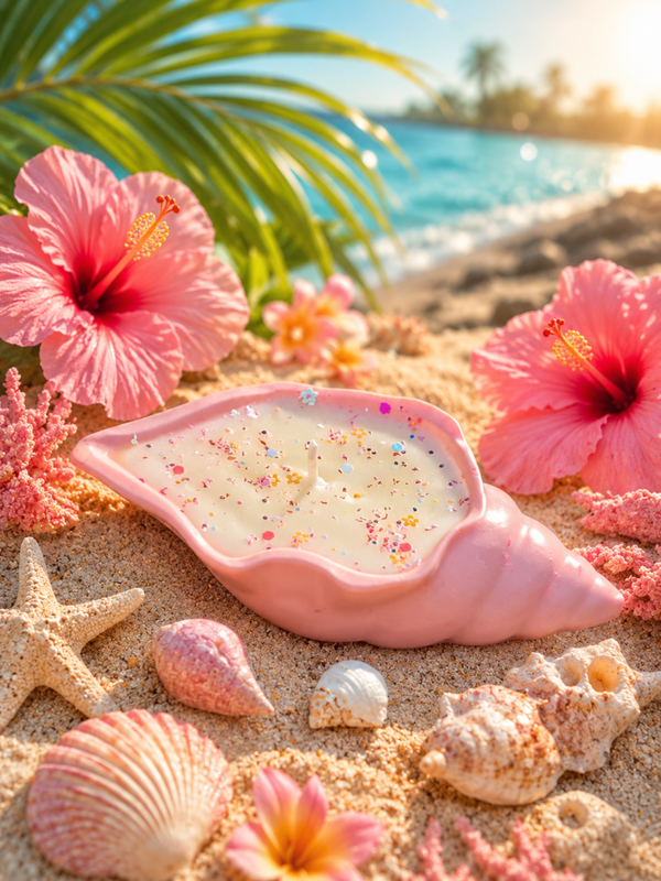 Bougie Coquillage S rose